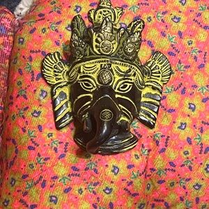 Cast iron Ganesha Wall Hanging in Black and Yellow